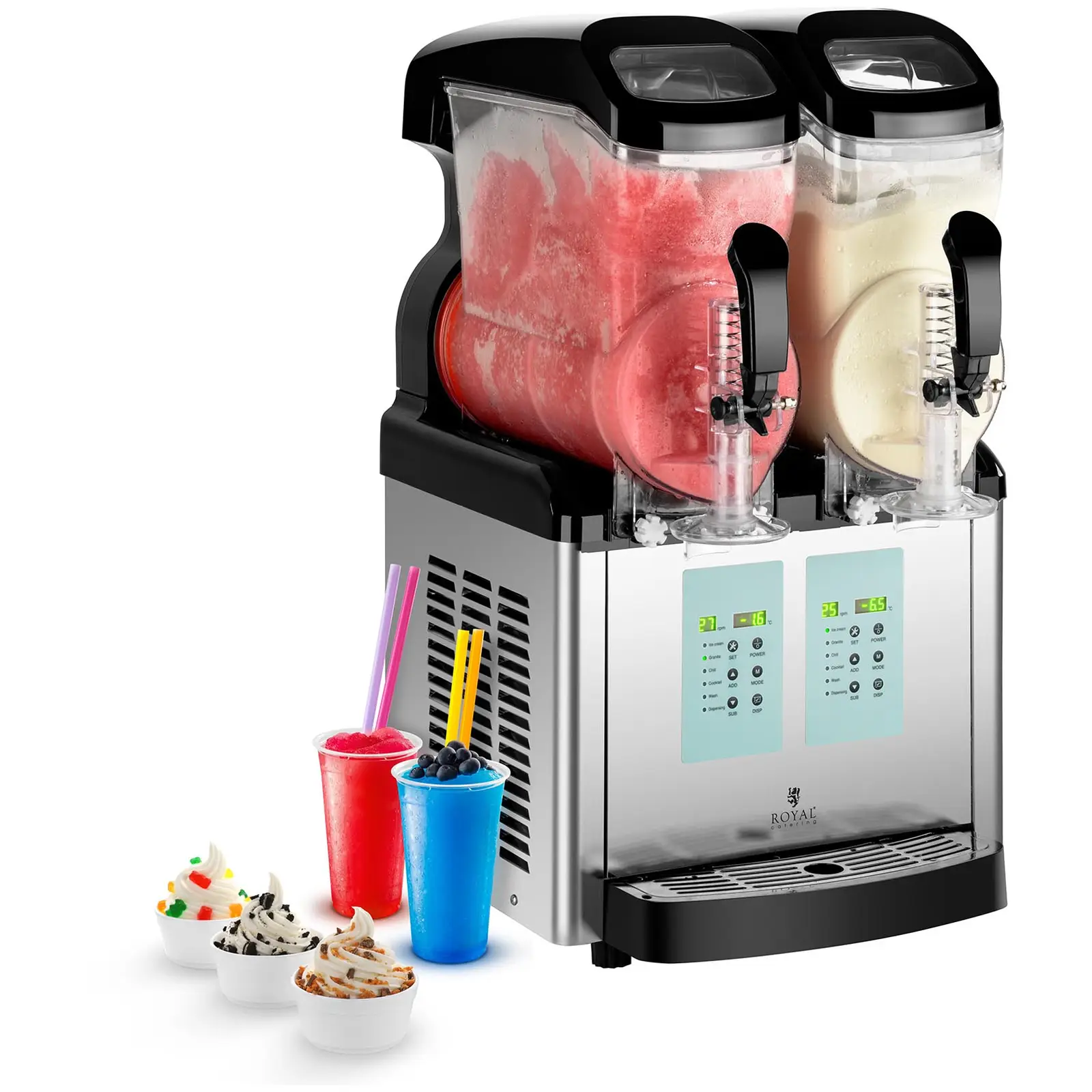Máquina de granizados - 2 x 6 l - 450 W - de -20°C - para gelados