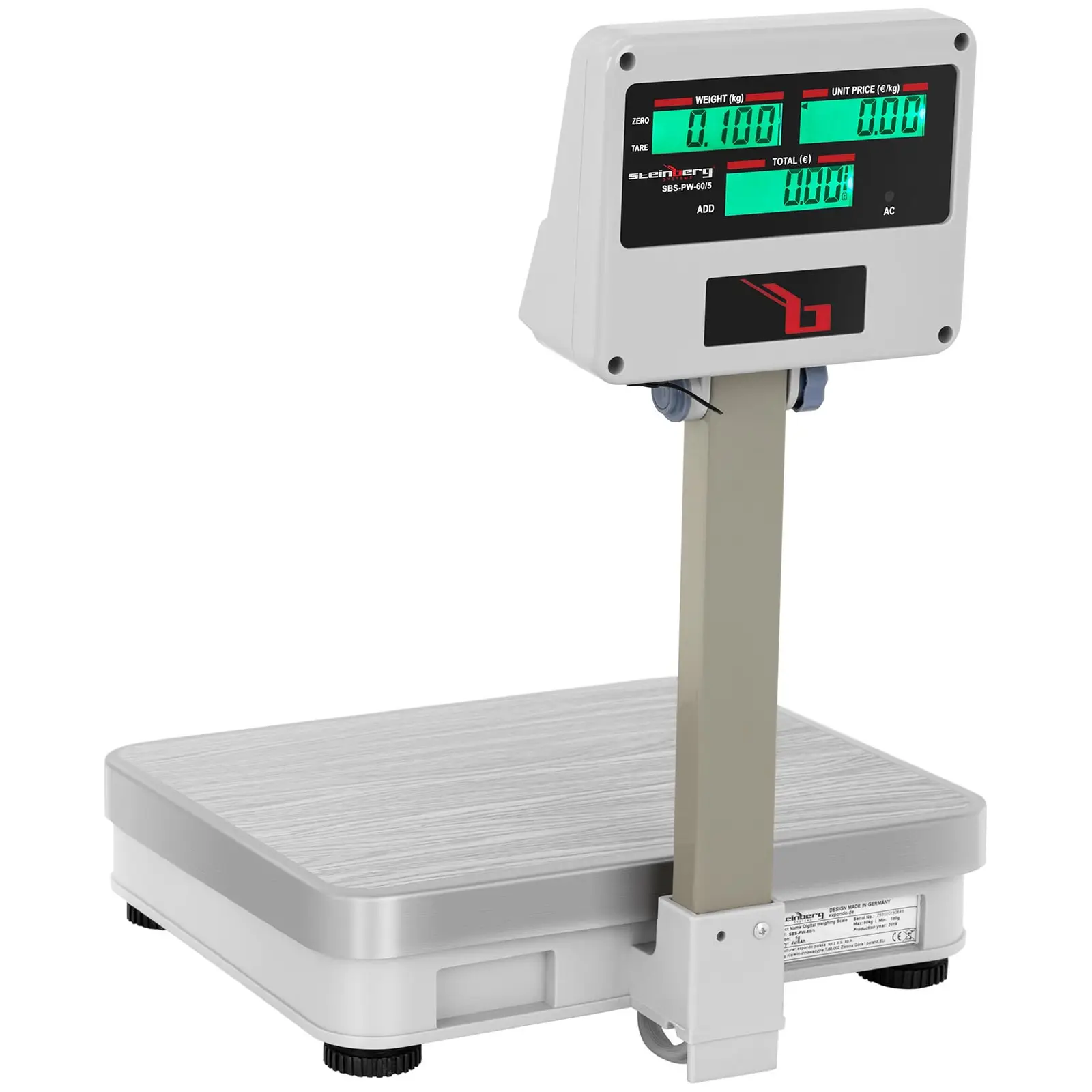 Balança de pesagem digital com ecrã LCD elevado - 60 kg / 5 g