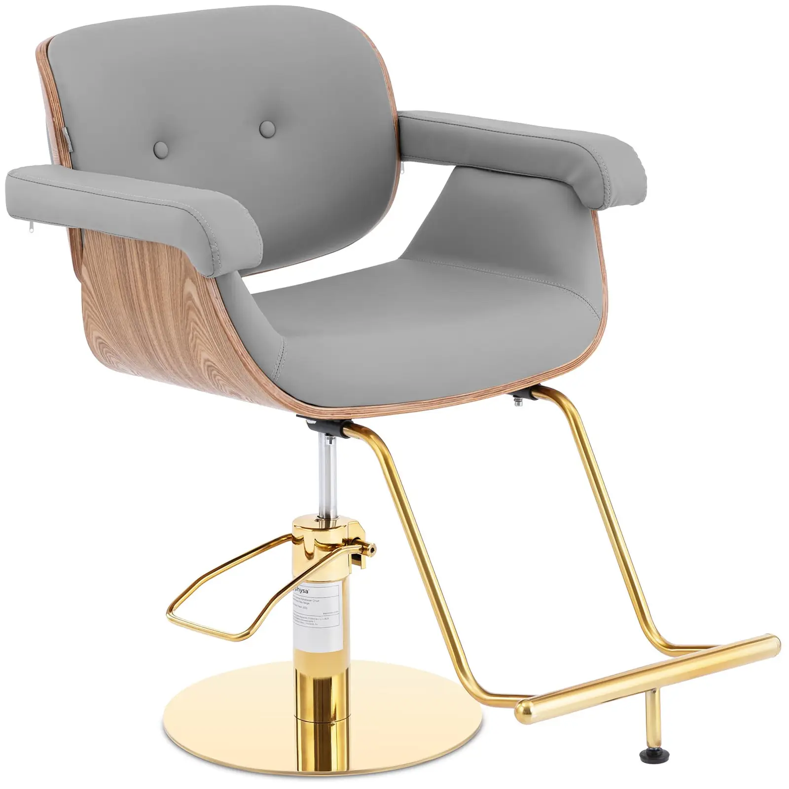 Cadeira de cabeleireiro com apoio para os pés - 830-980 mm - 200 kg - Dourado, Cinza