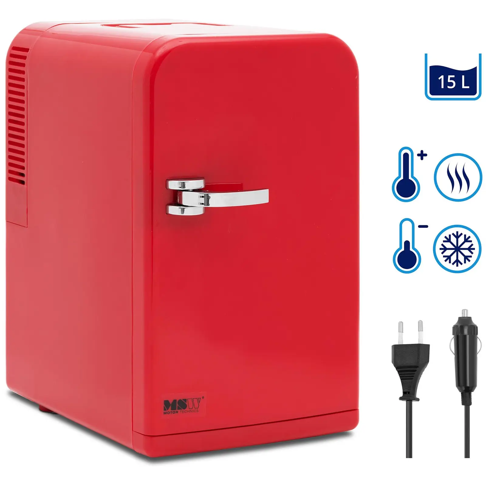Mini frigorífico para carros 12 V / 230 V - 2 em 1 com função de aquecimento - 15 l - vermelho